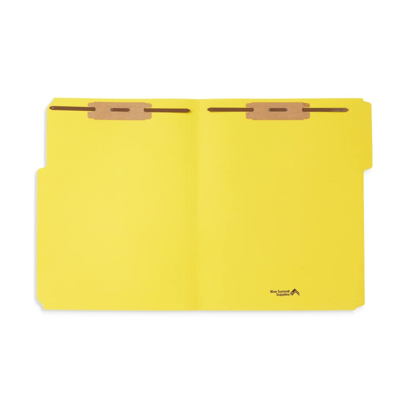 Blue Summit Supplies 50 Yellow Fastener File Folders - 1/3 Cut Reinforced Tab - Durable 2 Prongs Bonded Fastener Designed to Organize Standard Medical Files, Office Reports - Letter Size, Yellow, 50 Pack - Image 2